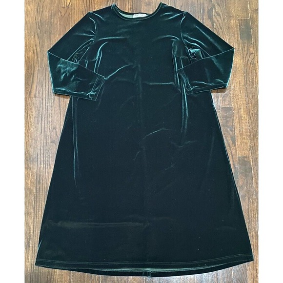 Vintage! Sarah Christine Emerald Green Velvet Maxi Dress 20W Modest Long Sleeves - Picture 2 of 4